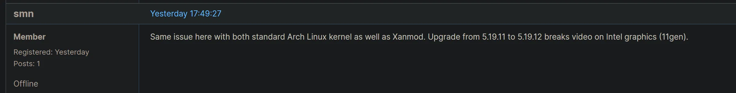 Forum reports confirming black screen issue